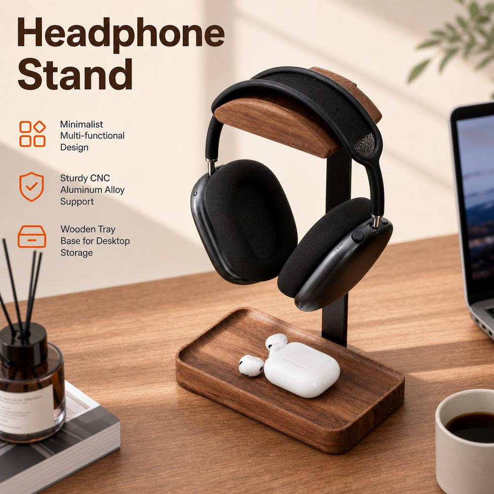 Support pour casque en noyer,  - Headphone Stand Desk avis et prix
